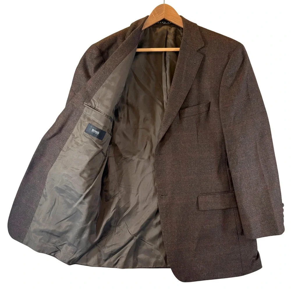VTG Hugo Boss Blazer 42R Loro Piana Wool Brown Bertolucci Sport Coat 75192